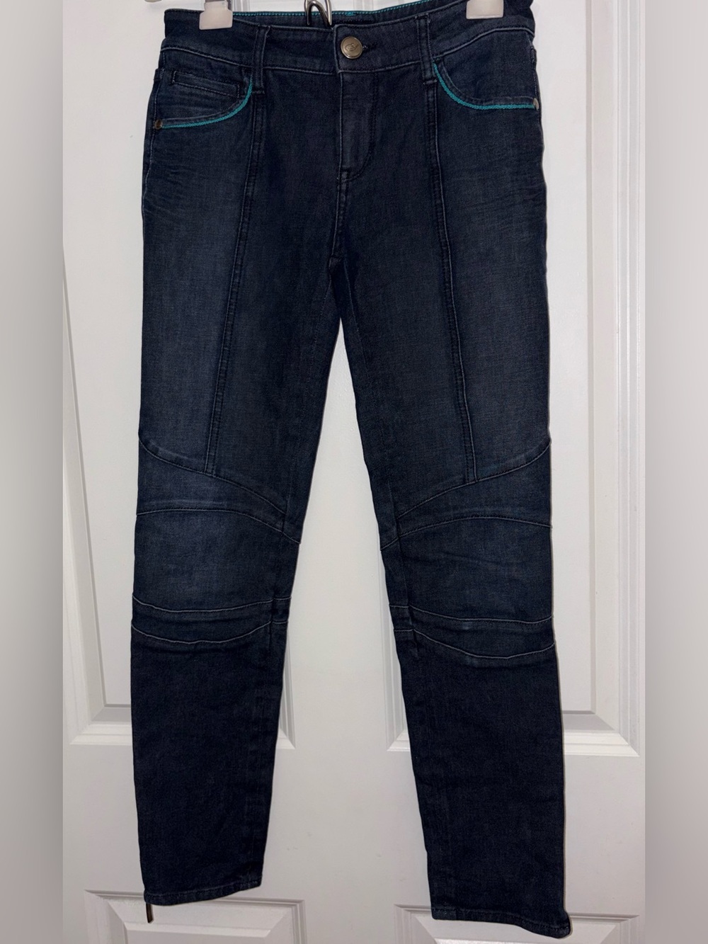Emporio Armani Dark Blue Skinny Jeans with Teal Blue Trim